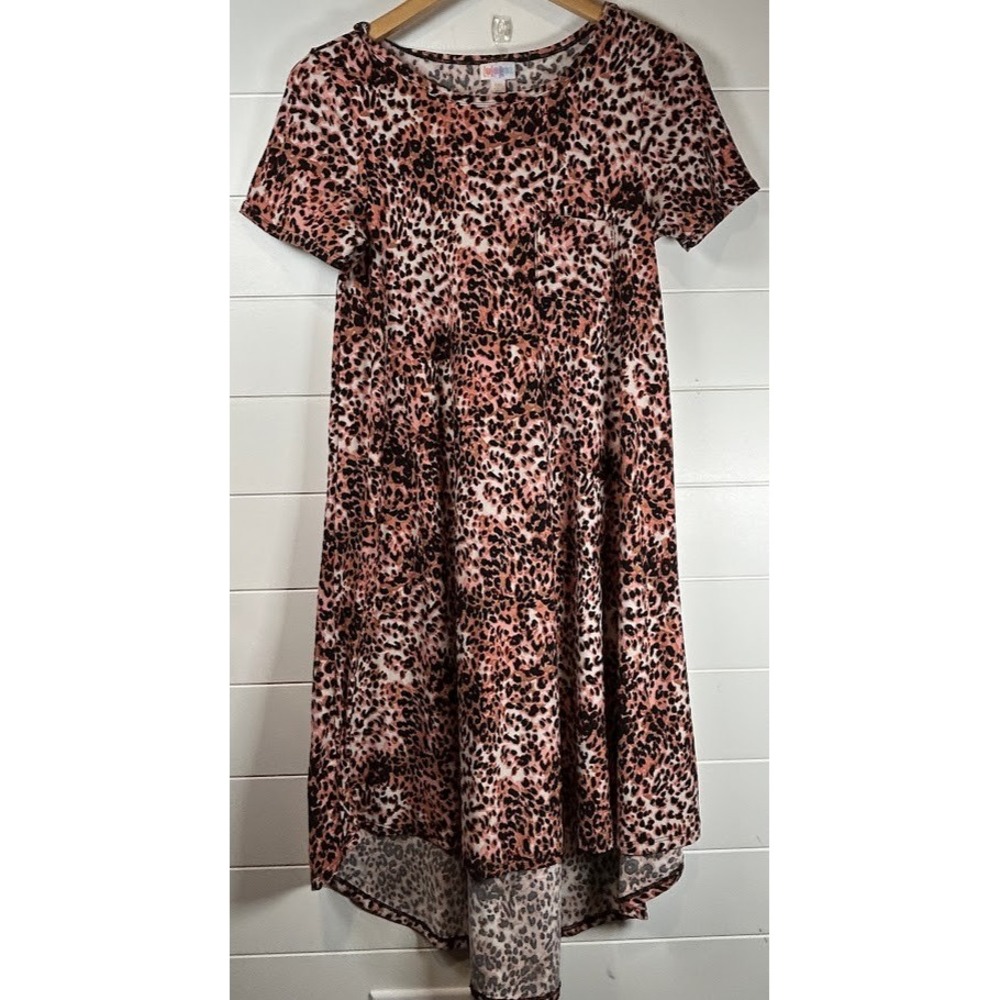 LuLaRoe XXS Leopard Print Pink Animal Print Short Sleeve High Low Dress